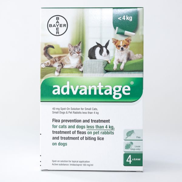 Advantage 40mg Spot On Green For Small Cats Dogs Rabbits Less Than 4kg 8 8lbs