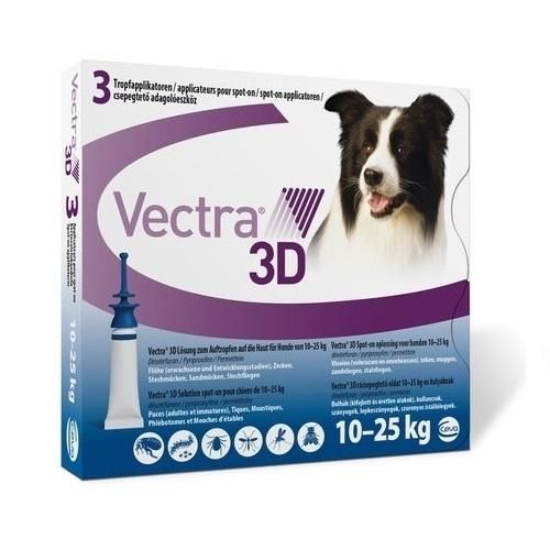 法国诗华vectra 3d 中型犬用体外驱虫滴剂体重10 25公斤3支装vectra 3d Medium Dog 10 25kg 3pk