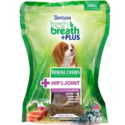 多美洁清新口气洁齿骨关节配方 20支小号 Tropiclean Fresh Breath Plus Dental Chews - Hip & Joint (20 Small pcs)